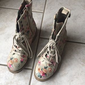 Floral combat boots